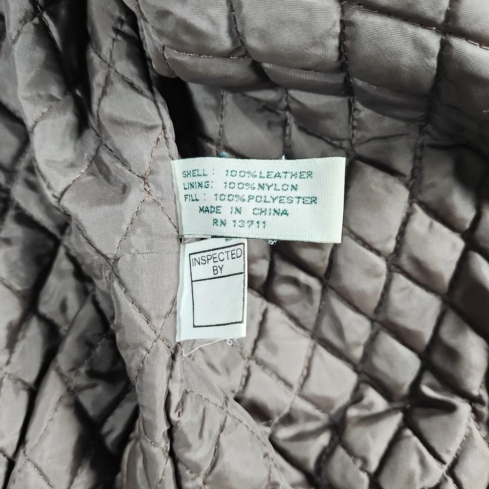 Vintage John Ashford Outdoors Jacket Mens Large Brown Leather Bomber Quilted